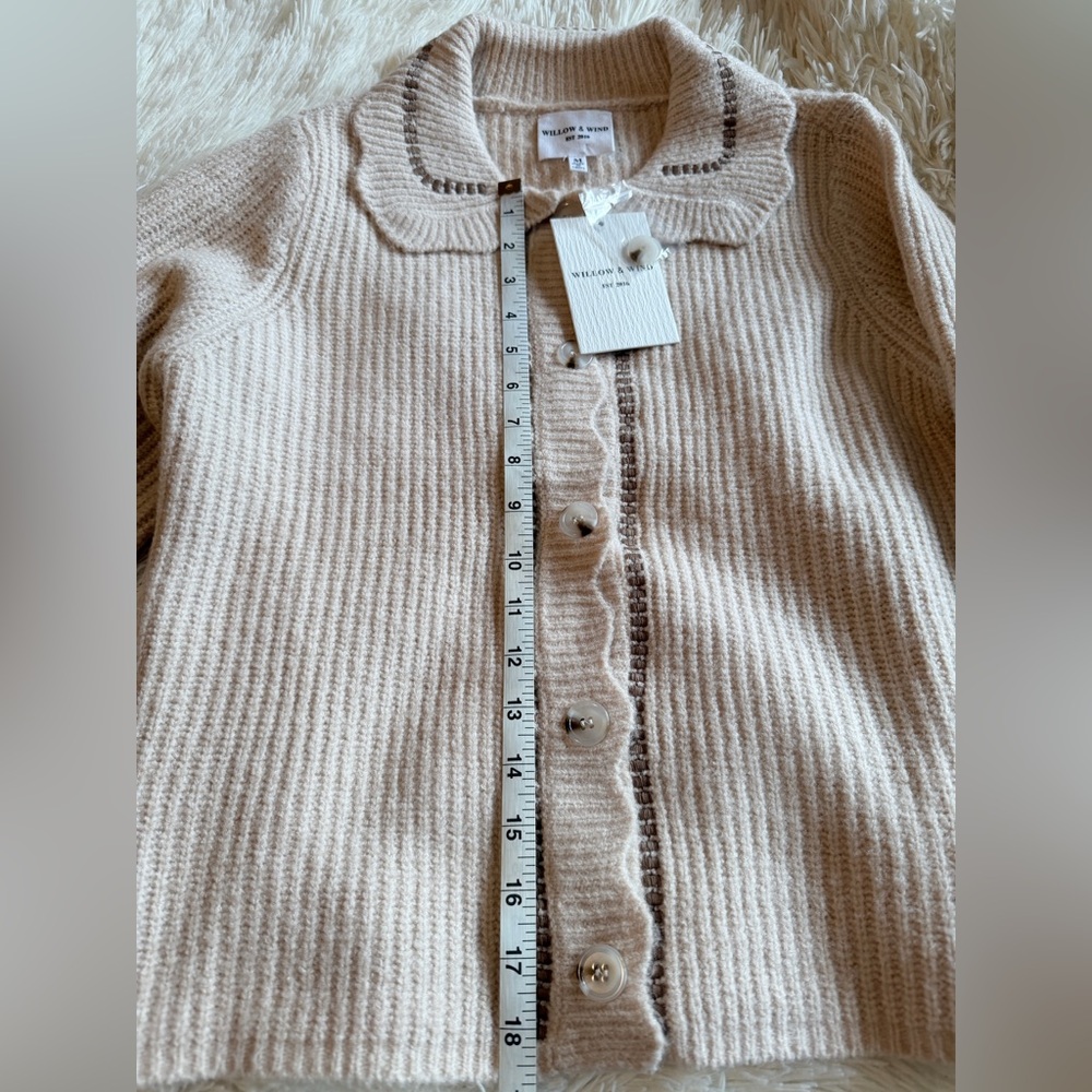 NWT Willow & Wind Cardigan with Brown Trim - Picture 7 of 9